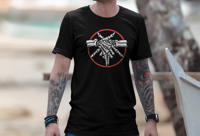 Bone Hand Sign Pentagram Tshirt Design