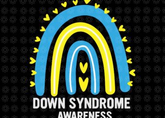 Down Syndrome Awareness Peace Love Yellow Blue Ribbon Svg, Down Syndrome Awareness Svg, Down Syndrome Awareness Rainbow Svg t shirt vector illustration