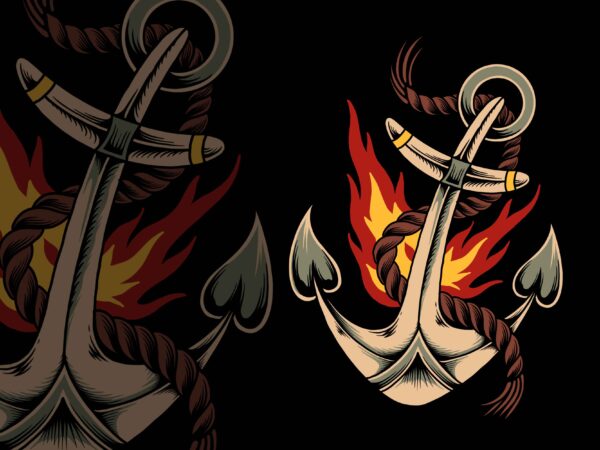 Burning anchor t-shirt design