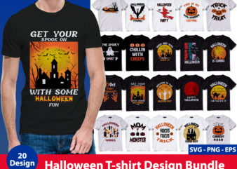 Halloween T-shirt design Bundle, Halloween Sublimation Bundle, Horror Shirt, Spooky Tee, T-Shirt Design Bundle