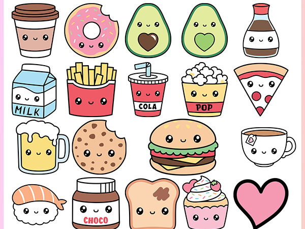 Perfect Match Kawaii Clipart Set Cute Food Clip Art Friendship 