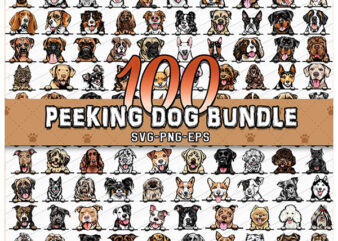100 Peeking Dog Bundle ,Dog Head Bundle clipart, dog, puppy, pets, dogs, family love, Sublimation Designs ,PNG ,clip art png svg