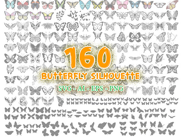 Butterfly silhouette svg, butterfly clipart bundle, butterfly svg cut files for cricut, t shirt template