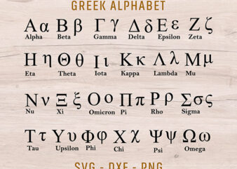 GREEK ALPHABET SVG Files, Greek Alphabet Clipart, Greek Alphabet Svg Files t shirt design template