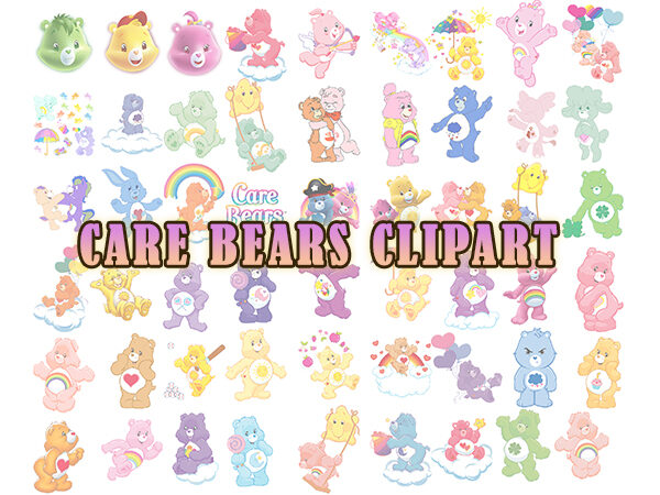 Bundle care bears clipart png care bears digital graphic image colorful bear clip art scrapbook invitations – 300 dpi