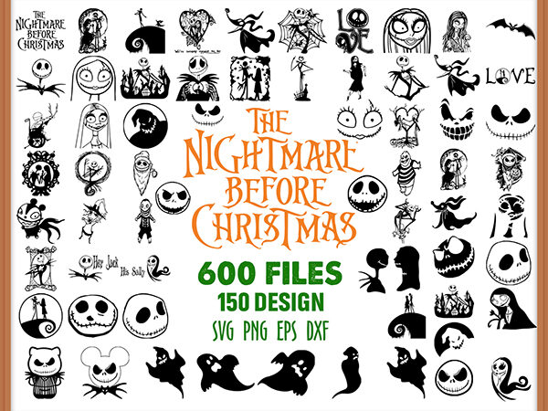 Nightmare before christmas svg bundle, halloween svg, jack skellington svg, jack and sally svg, nightmare christmas svg, svg, png, dxf, eps T shirt vector artwork