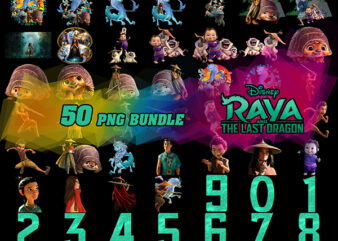 Images Raya and the last dragon Clipart PNG Files, images without background birthday high resolution + numbers digital instant download