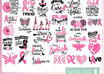 Breast Cancer SVG Bundle,Cancer SVG,Cancer Awareness,Ribbon,Breat Cancer Shirt. t shirt template
