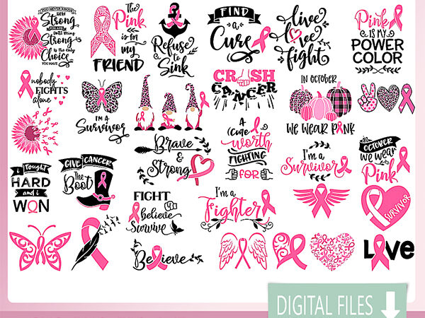 Breast cancer svg bundle,cancer svg,cancer awareness,ribbon,breat cancer shirt. t shirt template