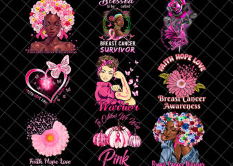 Breast Cancer Warrior PNG, Strong Black Girl Png, Breast Cancer Awareness Mockup, Pink Ribbon Sign, Printable,