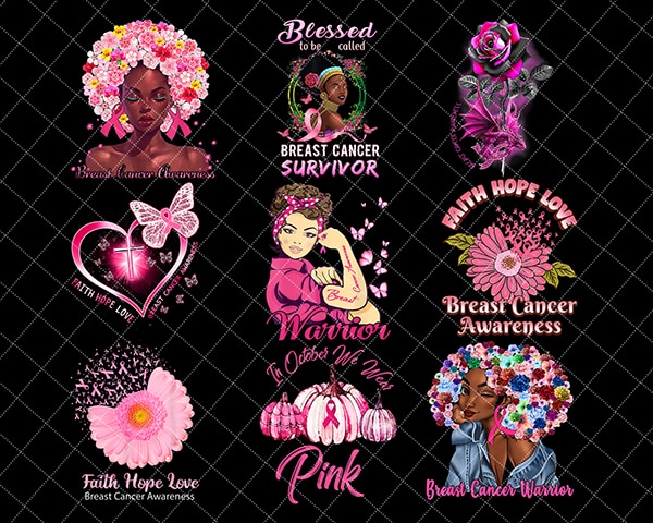 Breast Cancer Warrior PNG, Strong Black Girl Png, Breast Cancer Awareness Mockup, Pink Ribbon Sign, Printable,