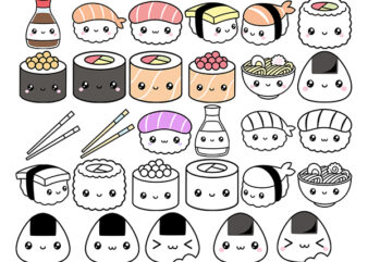 Kawaii Sushi SVG Bundle Japanese Food cutting file Cute Nigiri Soy Sauce Onigiri Maki Ramen Japan lover Silhouette Cricut Vinyl Decal Shirt t shirt vector art