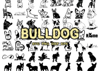 55+ French Bulldog Bundle,Logo Vinyl Stencil,Frenchie Clipart Print,French Bulldog SVG, Silhouette, Frenchie mama svg,Bulldog Vector,Cricut file