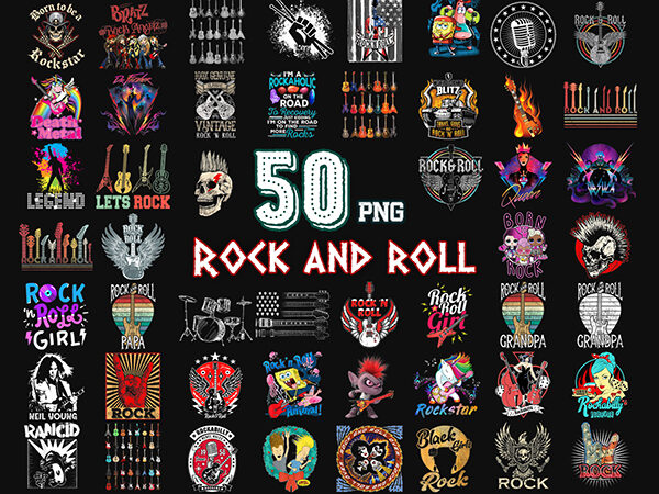 Bundle 50 rock and roll png , rock n roll png , rock band png , rock png , rock star png ,rock on png , black rock ,digital png t shirt template