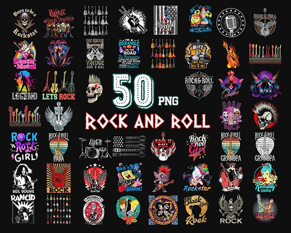 Bundle 50 Rock and roll PNG , Rock N Roll png , Rock Band Png , Rock Png , Rock star png ,Rock On Png , black rock ,digital PNG