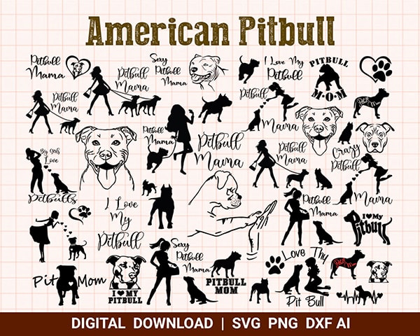Pitbull Dad Dog Owner Pittie Puppy Love Dog Mom Heartbeat Svg File –  artprintfile