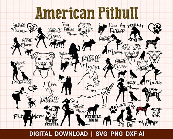 American Pitbull svg,pitbull mama svg,Dog svg,Paw Puppy,Canine Logo,Digital Cut File, pitbull logo, dog bundle, pitbull mom svg