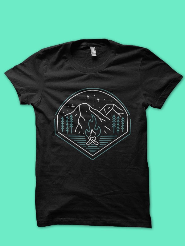 camp fire summer monoline design - Buy t-shirt designs