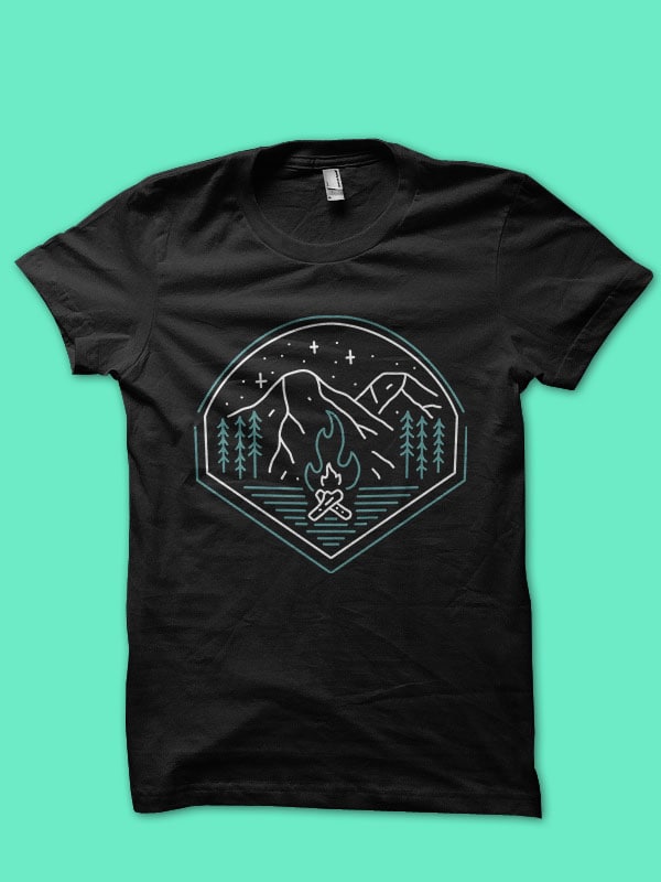 camp fire summer monoline design