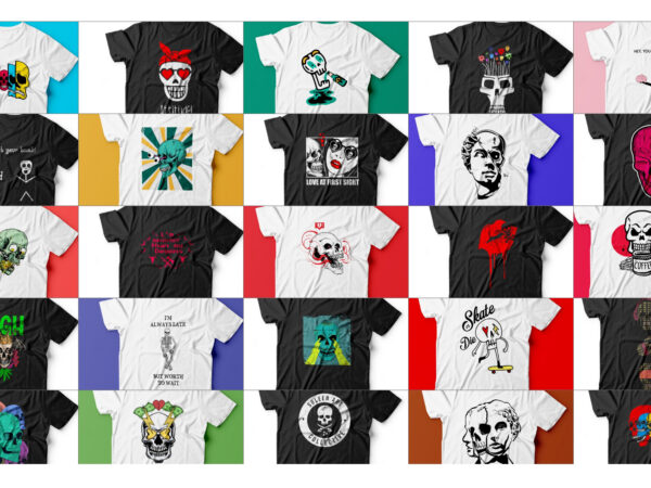 Bundle of 25 skull art t shirt designs for sale