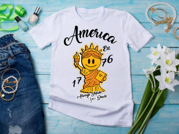 America smile t-shirt design illustration png