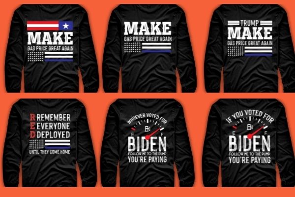 6 design pro trump make gas prices great again trump 2024 t-shirt design svg, pro trump make gas prices great again png, gas prices, trump, anti-biden, republican 2024, vector, politics,