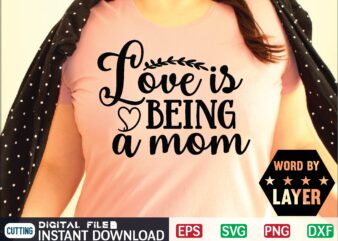 Love is Being a Mom mother day svg, happy mothers day, mothers day, dog, pet, best mom ever, svg, mom svg, dog lover, day as a mom, mom battery, mothers t shirt vector graphic