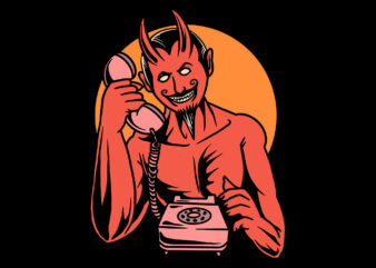 devil calling t shirt vector illustration