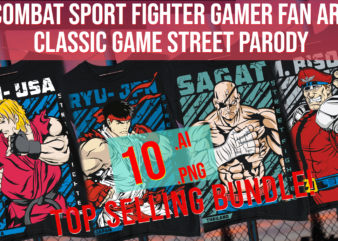 Combat Sport Fighter Gamer Fan Art Classic Game Street Parody t shirt vector file