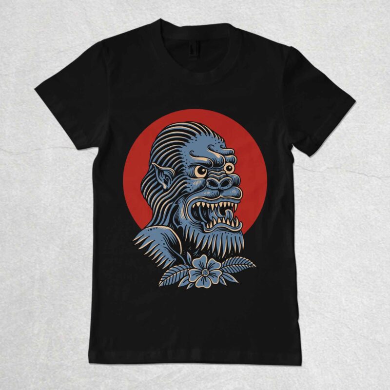 Oldschool gorilla tshirt design