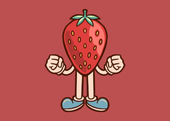 happy strawberry cartoon