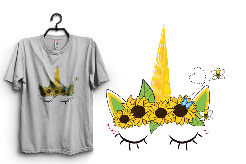 Summer Unicorn with Sunflower & butterfly