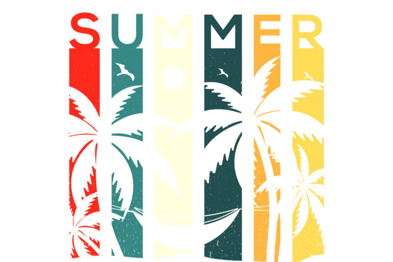 Summer Beach T-shirt Design Vintage