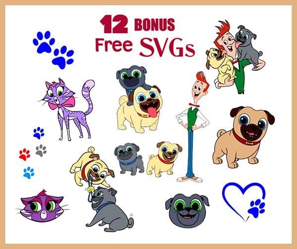 Puppy Dog Pals Clipart SVG Digital Download, 58 PNG 12 Free SVG transparent backgrounds birthday invitations toppers printable