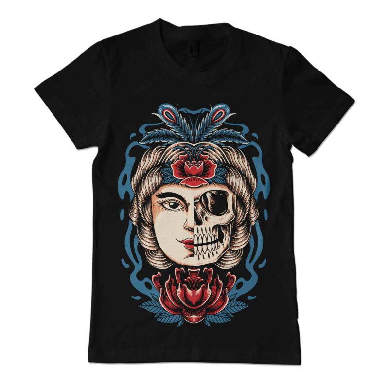 Lady skull t-shirt template