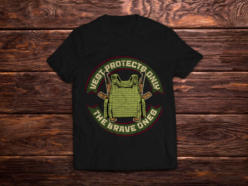 Bulletproof vest and machine guns, t-shirt design