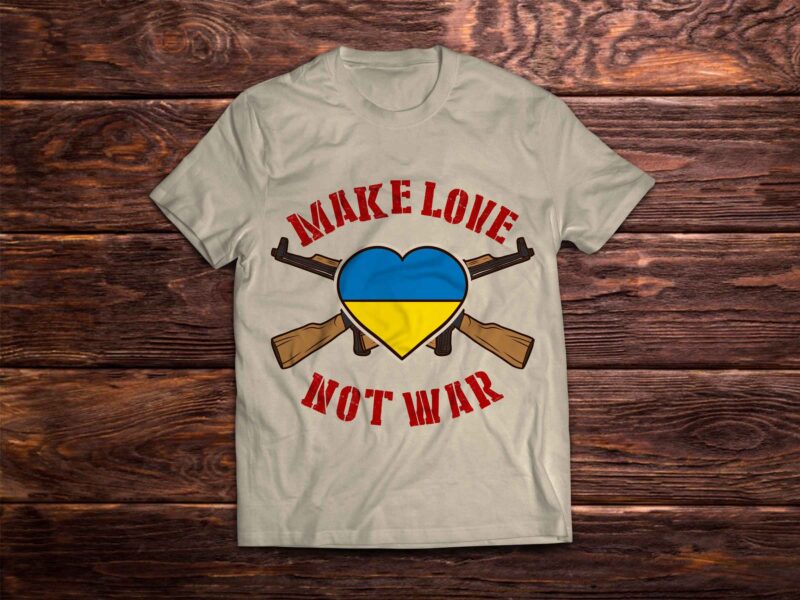 Ukrainian ‘make love, not war’ style t-shirt design