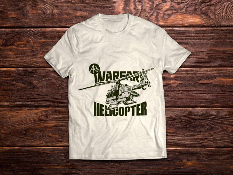 Military helicopter, t-shirt design