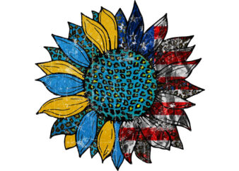 Sunflower Ukraine And American Flag Tshirt Design