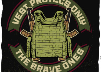 Bulletproof vest and machine guns, t-shirt design