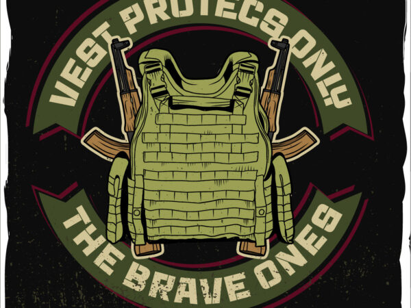 Bulletproof vest and machine guns, t-shirt design