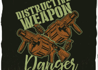 Military machine gun, t-shirt design