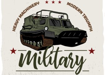 Armored heavy miitary car, t-shirt design