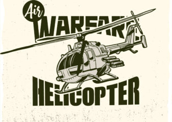 Military helicopter, t-shirt design