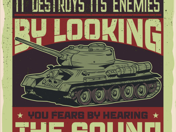 Tank poster, military topic, t-shirt design