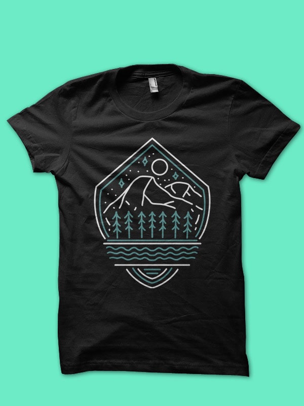 mountain and river summer t-shirt design