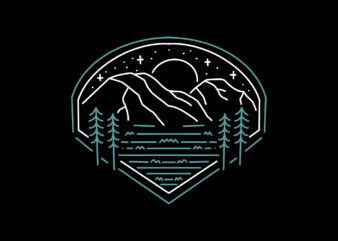 mountain badge summer monoline design
