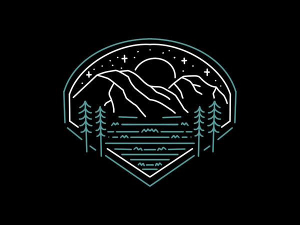Mountain badge summer monoline design