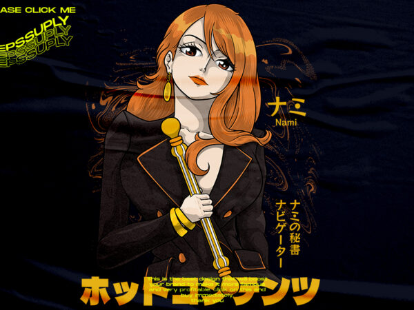 Sexy nami, adult content urban streetwear anime t shirt template vector