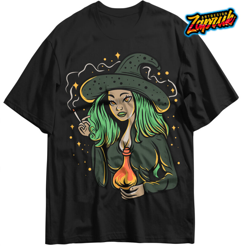 Witch girl illustration Artwork Tshirt Design AI,SVG, PNG